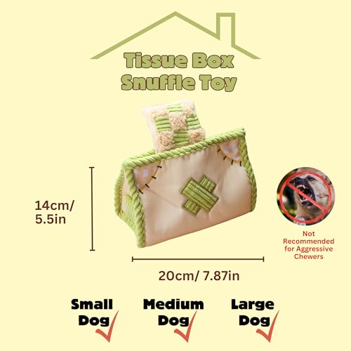 Interactive Dog Toys, Snuffle Puzzle Toys for Small Medium Large Dogs – Durable Hide & Seek Treat Dispenser with Squeaky & Crinkle Sounds, 2-in-1Chew Toy, Dog Birthday for Gifts (Tissue Box) - color: Tissue Box