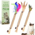 TINDTOP Silvervine Sticks for Cats with Natural Feather, Catnip Chew Toys - color: 3 Pack