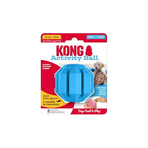 KONG Puppy Activity Ball, Natural Rubber Teething Toy, Small Puppies, Blue - color: Blue, size: Small (Pack of 1)