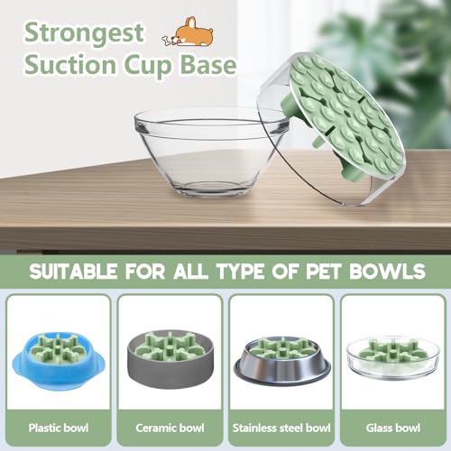 Soft Silicone Anti-Choking Puzzle Bowl Inserts, Anti-Slip to Slow Down Eating, Fits Regular Elevated Dog Bowls - color: Green, size: Large