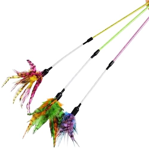 Kats'N Us 18 Inch Feather Wand with Mylar Crinkle Teaser Cat Toy (1, Blue) - color: Blue