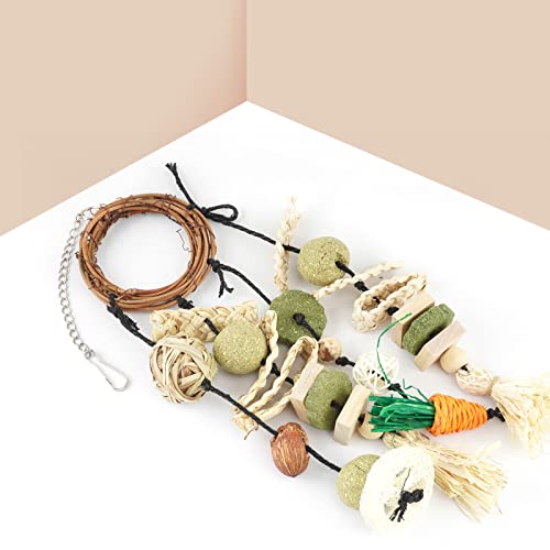 Bissap Bunny Chew Toy, Rabbits Cage Hanging Chew Toys and Treats Grapevine Wreaths Rattan Ring with Snacks for Guinea Pigs Chinchillas Hamsters Rats and Other Small Pets Teeth Grinding - size: 1 PCS