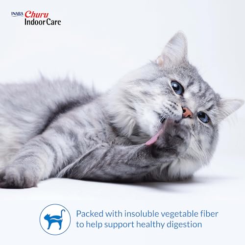 INABA Churu Indoor Care for Hairball Control, Functional Lickable Cat Treat with Taurine & Green Tea Extract, 0.5oz Each, 24 Tubes Total, Chicken Recipe - size: 1 Count (Pack of 24)