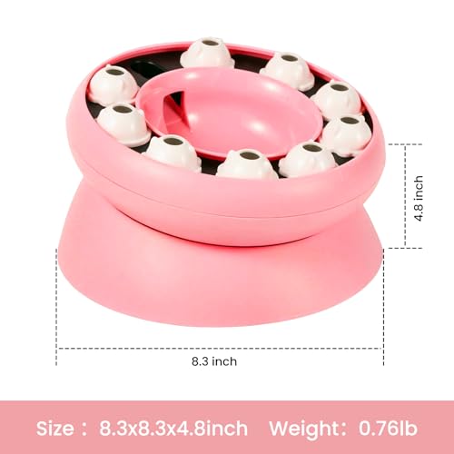 Cat Puzzle Feeder Slow Food Bowl – Interactive Slow Feeder Bowl for Indoor Cats, Treat Dispensing Enrichment Toy,Mental Stimulation and Boredom Relief (Pink) - color: Pink