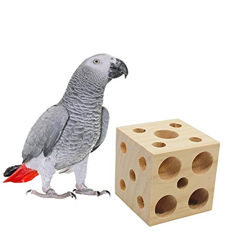 QBLEEV Bird Wooden Block Chew Toy, Parrot Tabletop Puzzle, Small Animal Shredding & Biting Wood Teething Toy for Hamster, Cockatiels, Conures & Budgie - color: Block Puzzle M