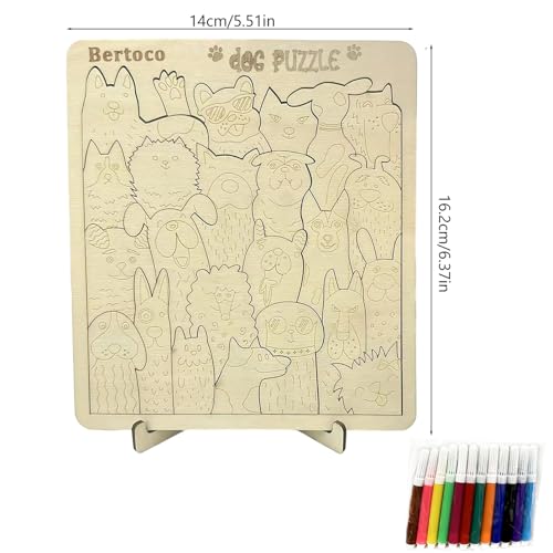 1 Pack Wooden Dog Shaped Jigsaw Puzzles, 24 pcs Wooden Animal Jigsaw Puzzles for Adults, Unique Puppies Puzzle Gifts for Dog Lover, Christmas Home Décor
