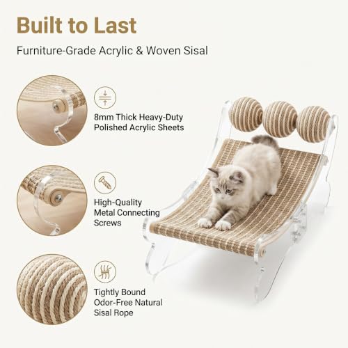 Acrylic Cat Scratcher Bed, Sisal Cat Scratching Board Recliner