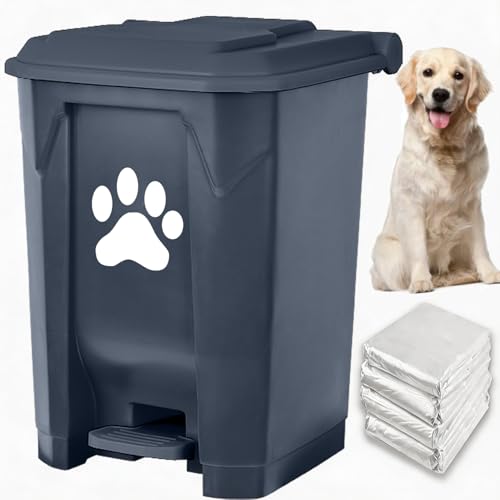 Dog Poop Trash Can Outside Outdoor Pet Waste Bucket with Lid Garbage Bin - color: 1Pack Grey