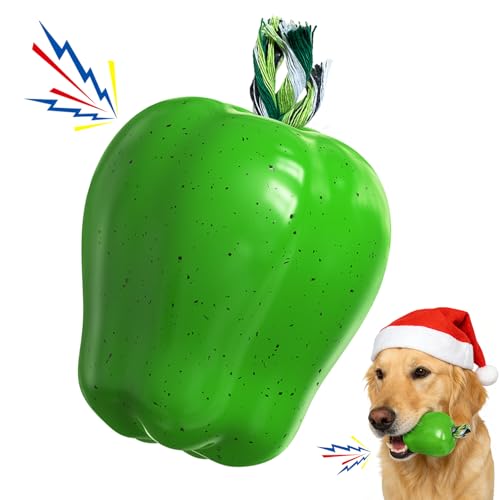 Tough Dog Chew Toys Indestructible Squeaky Toys for Aggressive Chewers Outdoor Swimming Interactive Tough Chew Toys for Medium and Large Dogs - color: Green Apple