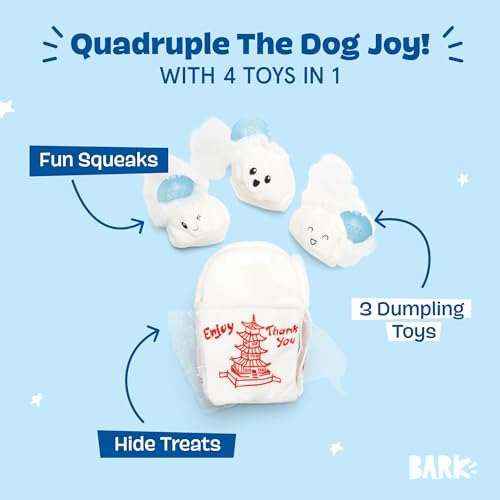 BarkBox Andi's Dumplings 4-in-1 Interactive Plush Dog Toy - color: Andi's Dumpling - Small