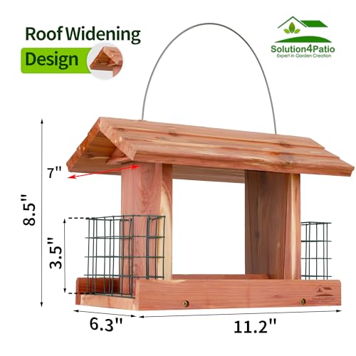Solution4Patio Squirrel-Proof Cedar Hopper Bird Feeder, Dual Suet Holder - style: Rectangle