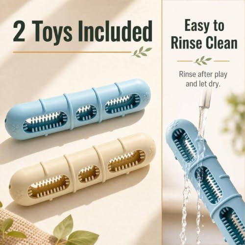 Bite and Brush Dog Chew Toy, Natural Rubber Durable Stuffable Dog Toy for Small & Medium Dogs, Teeth Cleaning Chew with Grooves, Interactive Treat Toy to Keep Dogs Busy (1, Yellow) - color: Yellow