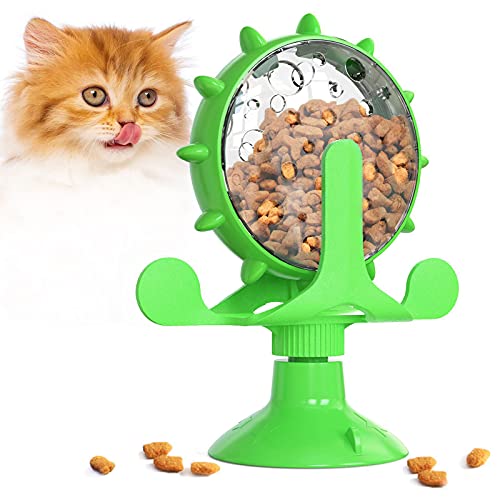 Interactive Cat Treat Leaking Toy for Small Dogs Original Slow Feeder Funny Dog Wheel Pet Products Accessories, Cat Treat Dispenser Toy Interactive Puzzle (Green) - color: Green