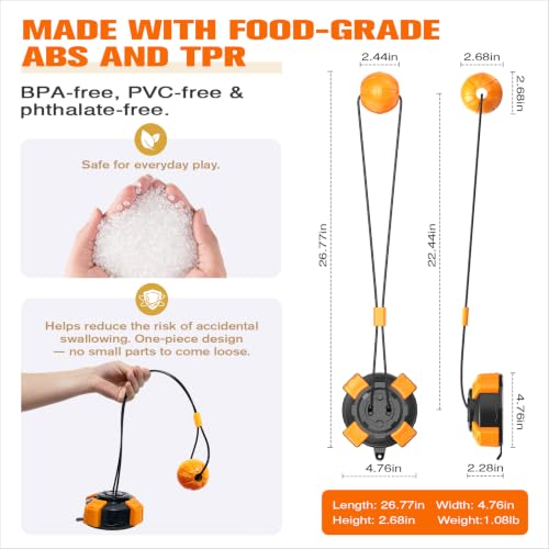 Interactive Dog Tug of War Toy for Aggressive Chewers, Suction Cup Chew Toy for Medium & Large Dogs to Keep Them Busy, Heavy Duty Dog Boredom Toy with Steel Wire Rope, Orange