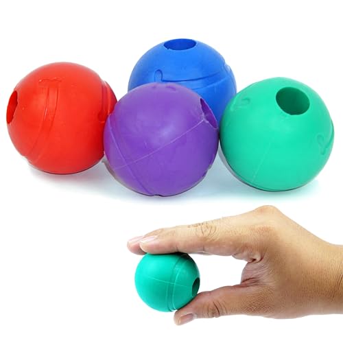 Small Dog Treat Balls — 2-Inch Solid Rubber Stuffable Toys with Hole, 4 Pack — Stuff with Peanut Butter, Freeze, Fetch, or Chew | Small Breeds & Puppies | Mesh Storage Bag - size: Small