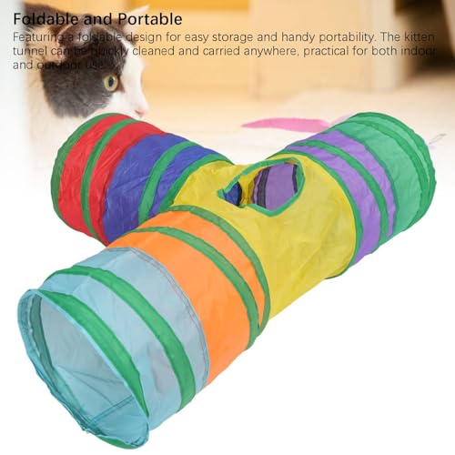 Cat Play Tunnel,Occupiedpet Collapsible Cube Tent with 4 Entry Points - color: T-shaped