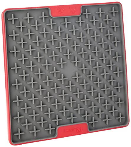 LickiMat Tuff, Heavy-Duty Buddy, Dog Slow Feeder Lick Mat, Boredom Anxiety Reducer; Perfect for Food, Treats, Yogurt, or Peanut Butter, Fun Alternative to a Slow Feed Dog Bowl, Red