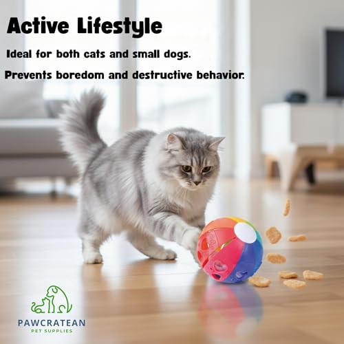 Treats Dispensing Toy Dog Training Cat Ball Puzzle Toy with Bell- Durable, Entertaining Enrichment, Colorful Indoor Exercise