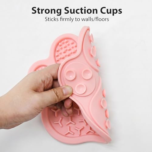 Lick Mat for Dogs & Cats, Slow Feeder Pad with Suction Cups Pink - color: PBW03-Pink-paw