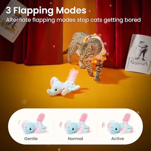 Potaroma Cat Toys Flapping Elephant, Touch Activated Interactive Kicker