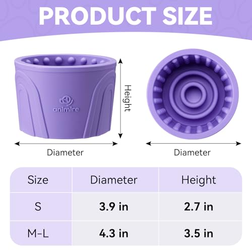 Dog Slow Feeder Lick Bowl, Anxiety Relief Dog Licking Mat Treat Dispenser, Non-Slip Anti-Choking Slow Eating Lick Bowl for Small Medium and Large Breed Dogs, BPA Free Silicone(Purple,S) - color: Purple, size: S
