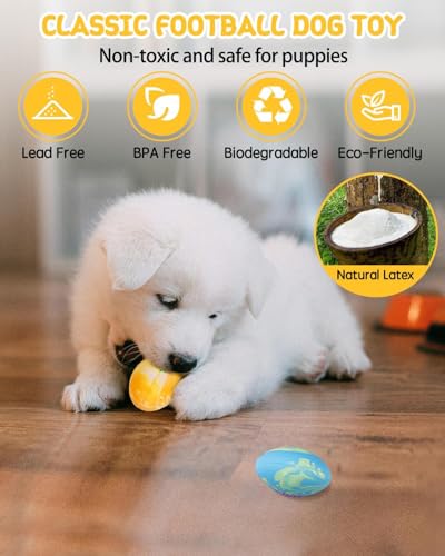 SCHITEC Dog Squeaky Toy Balls, Interactive Squeak Puppy Balls for Fetch Play, Latex Rubber Pet Toy for Puppies Mini Breed Small Dogs - size: For Mini/Small Dogs, style: Football