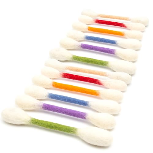 Glaciart One Swabs Cat Toys with Catnip - 12 Pk | Durable for Chew, Cute Cat Toys Interactive Kitty for Boredom, Exercise, & Play | Filled w/Organic Catnip for Anxiety & as Digestive Aid | Gift Idea - color: Colorful Swabs 12pcs, size: Regular