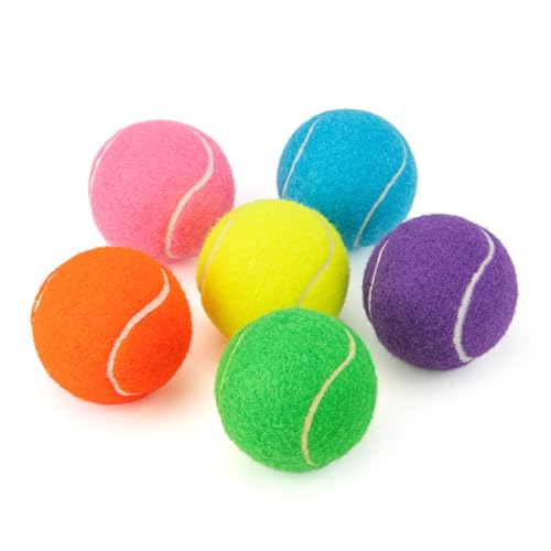 PHOEPET 6-Pack Tennis Balls for Beginner Training Practice- Bulk Dog Balls - color: Mix Colors-6 Pack, size: Medium 2.5"- 6 Pack