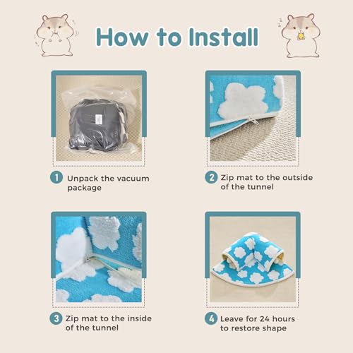 Avont Guinea Pig Tunnel Bed, Washable Hideout for Small Pets - color: Cloud