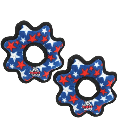 TUFFY® 2 Pack Gear Ring Medium Ultra Durable Plush Dog Toys - color: 2PK Blue Medium Gear Ring