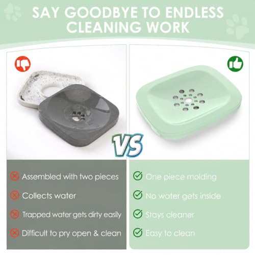 AONKEY 3L No Spill Dog Water Bowl with Slow Drinking Disk(Sprout Green) - color: Sprout Green