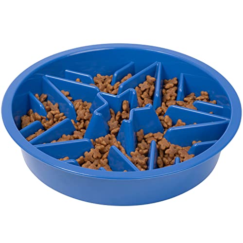 Leash Boss Slow Feeder Dog Bowls (4 Cup) Puzzle Dog Food Bowl with Feeder Holes, Fits into Elevated Pet Feeders, Slow Eating for Large, Medium & Small Sized Breeds - Blue - color: Blue, size: 4 Cup