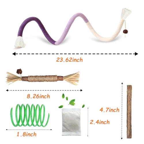 Cat Chew Toy Silvervine Sticks for Cats, Cat Toy Catnip Rope Toys for Kitten Dental Care Safe Teeth Cleaning Toy for Indoor Cats Kitty Kicker Toy Interactive Catnip Kitty Toys for All Breeds Cat