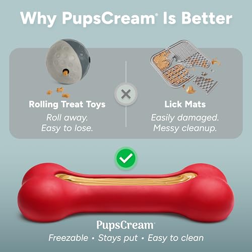 GoSports Pets PupsCream Frozen Dog Treat Holder - Dog Enrichment Fill and Freeze Bone Station - Helps Keep Dogs Busy - style: Large - Red