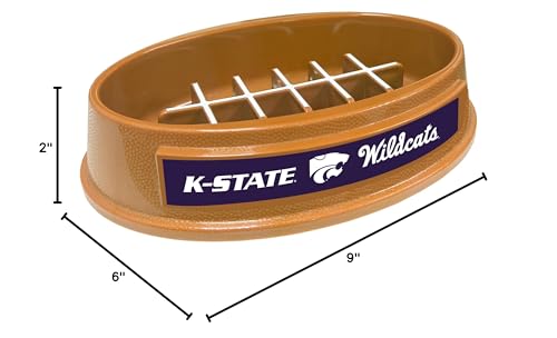 NCAA Super-Bowl - Kansas State Wildcats Slow Feeder Dog Bowl. Football Design Slow Feeding Cat Bowl for Healthy Digestion. Non-Slip Pet Bowl for Large & Small Dogs & Cats - color: Kansas State Wildcats