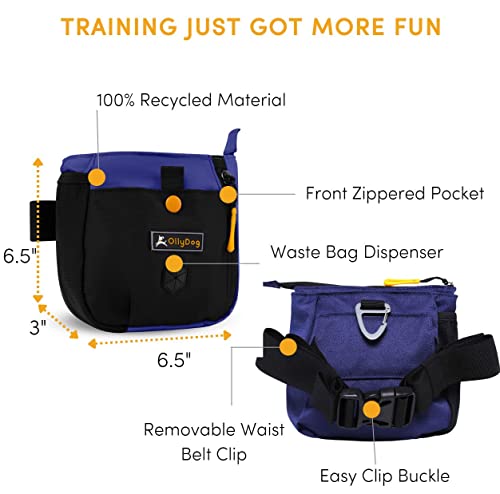 OllyDog Backcountry Day Bag, Fanny Pack, Dog Treat Pouch, Hands-Free for Training, Hip Pack with Built-in Poop Bag Dispenser, Removable Waist Belt Clip (Atlantic) - color: Atlantic