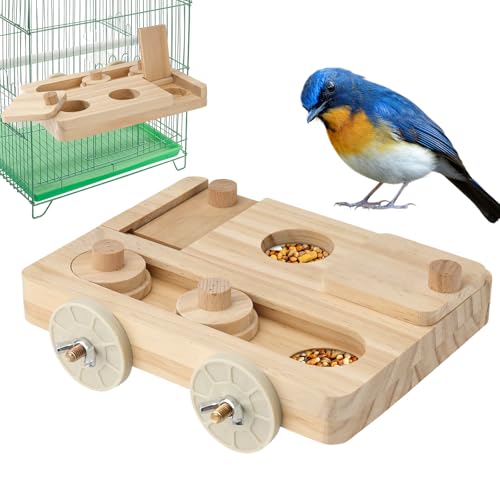 Wooden Bird Foraging Puzzle Feeder for Small Parrots, 7.2 x 5.4 Inch