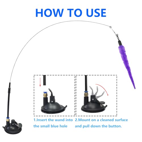Cat Suction Cup Window Toy for Indoor Cats,with 5 Pcs Detachable Replacements Feathers.