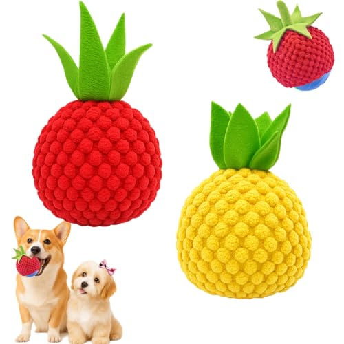 2 Pack Dog Ball Covers, Plush Tomato and Pineapple Sleeves for Moving Balls - color: 2pcs Dog Ball Covers