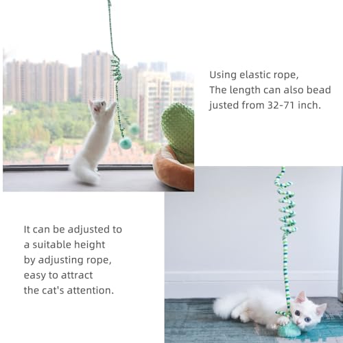 3Pcs Cat Spring Toys with Ball Hanging Kitten Toys Pets Interactive Toy Cat Ball Toys with Bell Long Tail Elastic Soft Plush Cat Toys for Indoor Kitten and Cats (yellowbluegreen, 3pcs) - color: yellowbluegreen, size: 3pcs