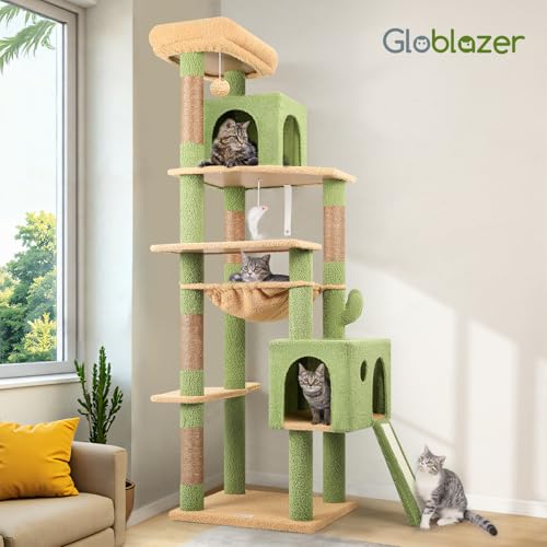 Globlazer F70 Pro Cactus Heavy Duty Cat Tree Tower for Indoor Large Cats - color: Cactus Green