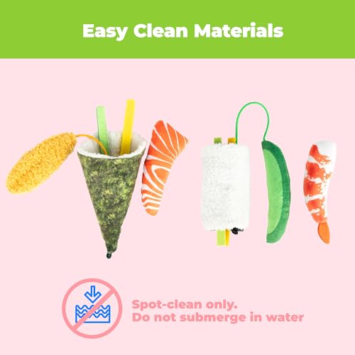 Best Pet Supplies Catify Interactive Cat Toy with Catnip - Sushi Rolls Set - color: Sushi Roll Multicolored