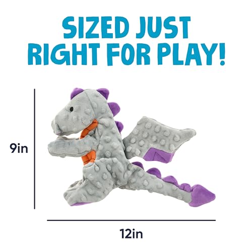 goDog Dragons Squeaky Plush Dog Toy with Chew Guard Technology, Durable Fabric & Squeaker for Active Play, Gray, Large - color: Gray, size: Large
