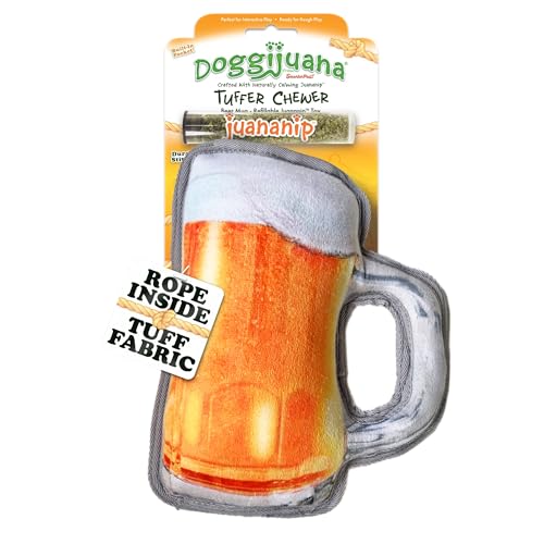 Doggijuana Tuffer Chewer Plush Dog Toy, Beer Mug | Squeaky Refillable - size: Standard, style: Beer Mug