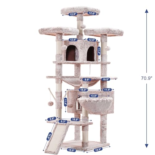 Hey-brother Cat Tree Tower with Stable Multi-Level Padded Perches, MPJ034MU - color: Muchroom