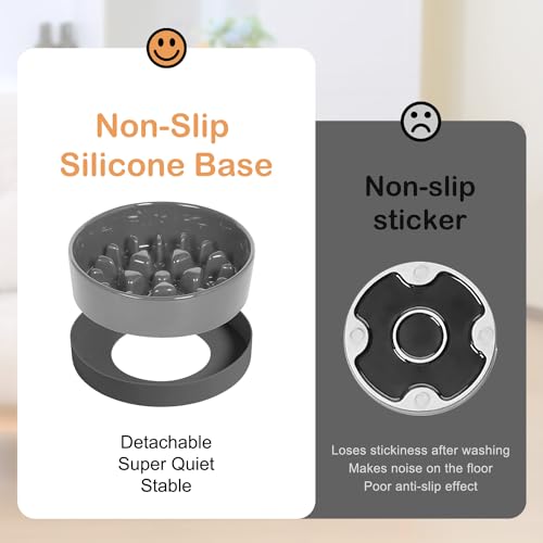 Sted Ceramic Slow Feeder Dog Bowls with Silicone Base - color: Grey, size: Medium-8 inches