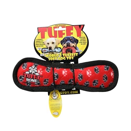 TUFFY® Bone Medium Ultra Durable Plush Dog Toy - color: Red Bone