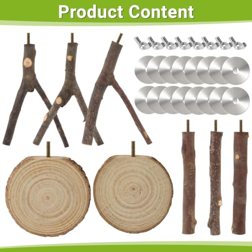8 Pack Natural Wood Bird Perches for Cage, Wooden Parrot Perch - size: Medium Size-8 Pack