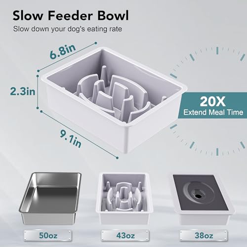 UPSKY 3-in-1 Elevated Dog Bowls Set with 4 Height Adjustable Stand, White - color: E-3-in-1 (White)