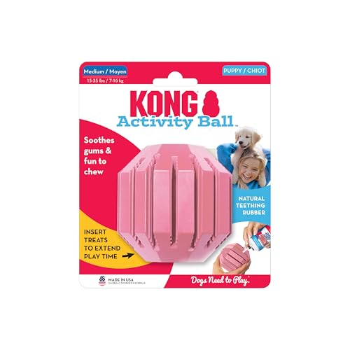 KONG Puppy Activity Ball, Teething Toy, Medium Puppies, Random Color - color: Assorted, size: Medium (Pack of 1)